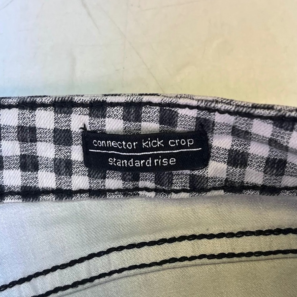 Sanctuary Denim Connector Kick Crop Gingham Checkered Pants Black White Size 33 - Picture 9 of 14
